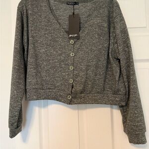 Nasty Gal Green Button-Up Cardigan